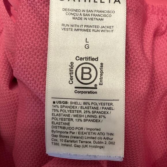 Athleta Run With It Printed Jacket Full Zipper Floral Pink Petals Size Large - Picture 7 of 9